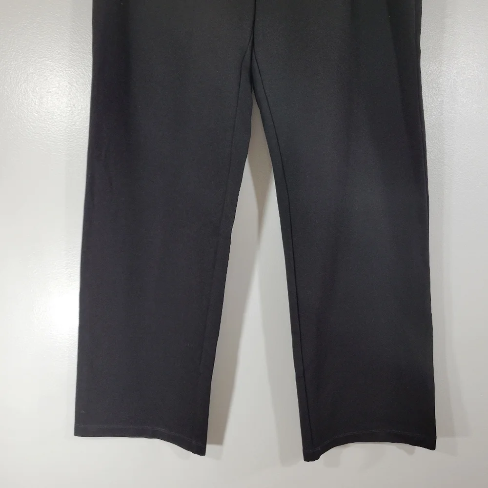 EILEEN FISHER black stretch Ponte knit pull on mid rise minimalist trouser pants